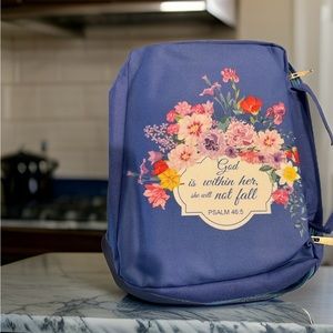 Beautiful bible cover with matching bookmark.  Pockets inside, back & pen